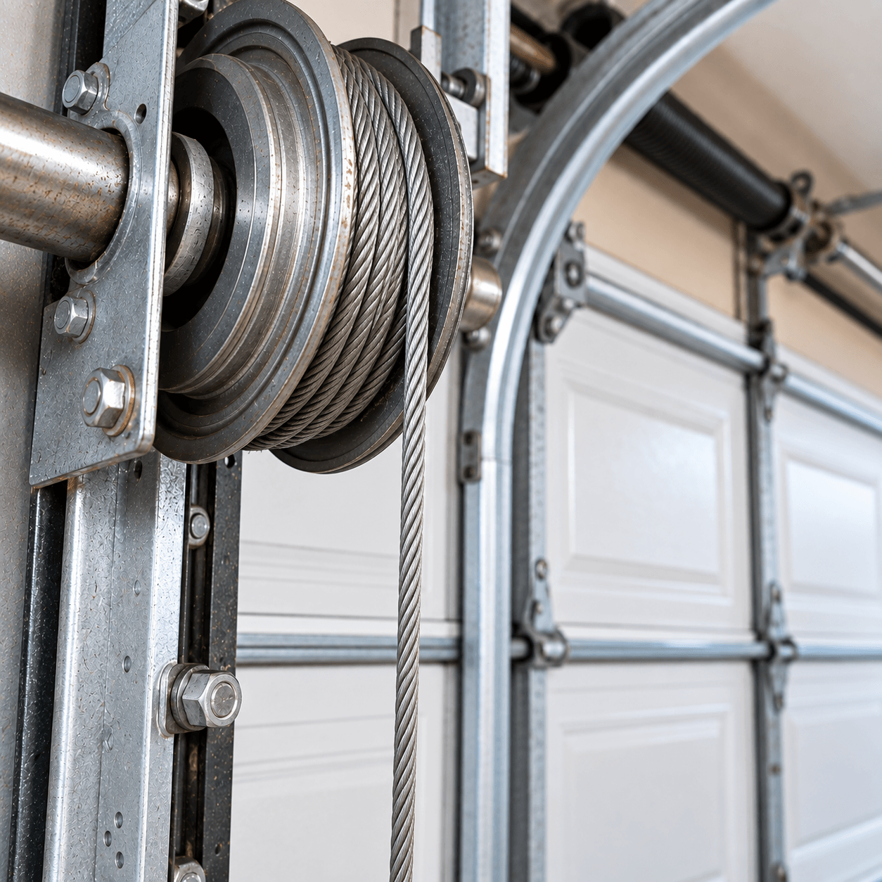 Garage door cable and drum system after repair in Allen TX
