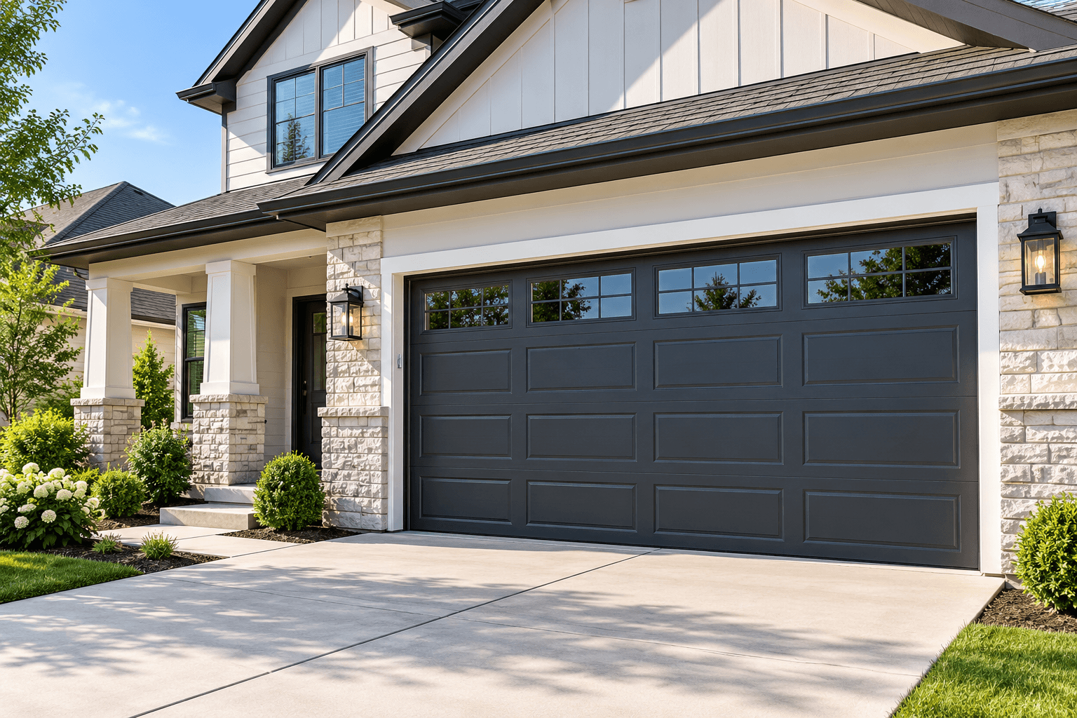 Modern garage door enhancing the appearance of a home in Allen TX