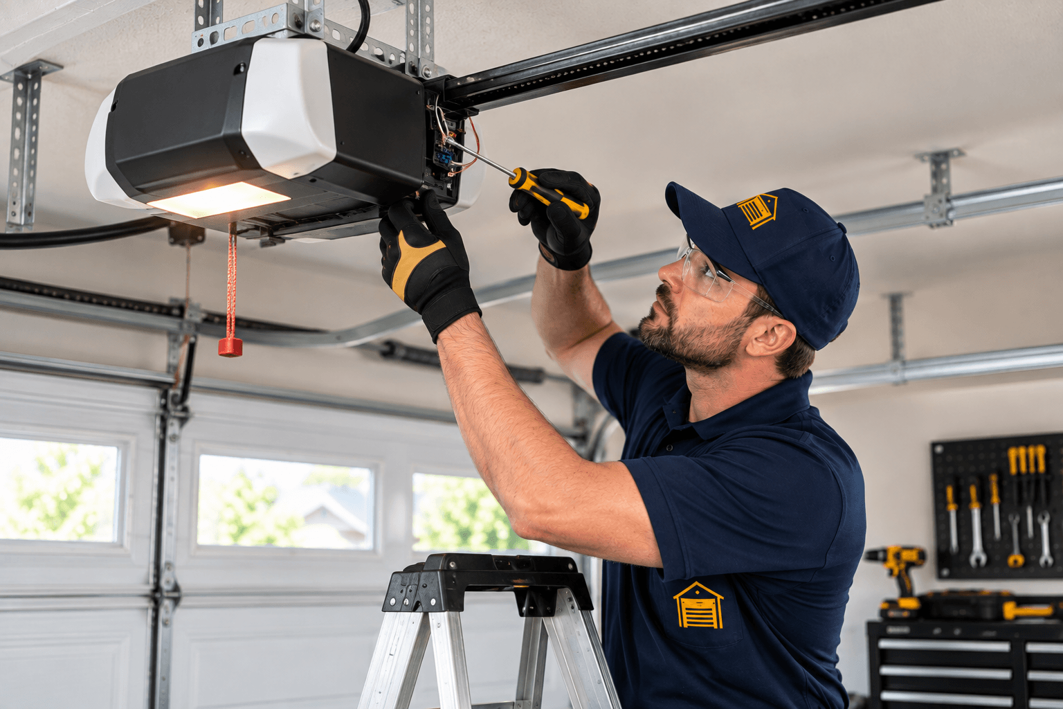 Garage door opener repair project in Allen Texas