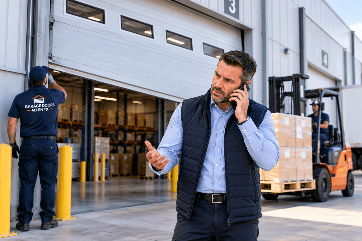 Commercial garage door problem disrupting warehouse operations in Allen TX